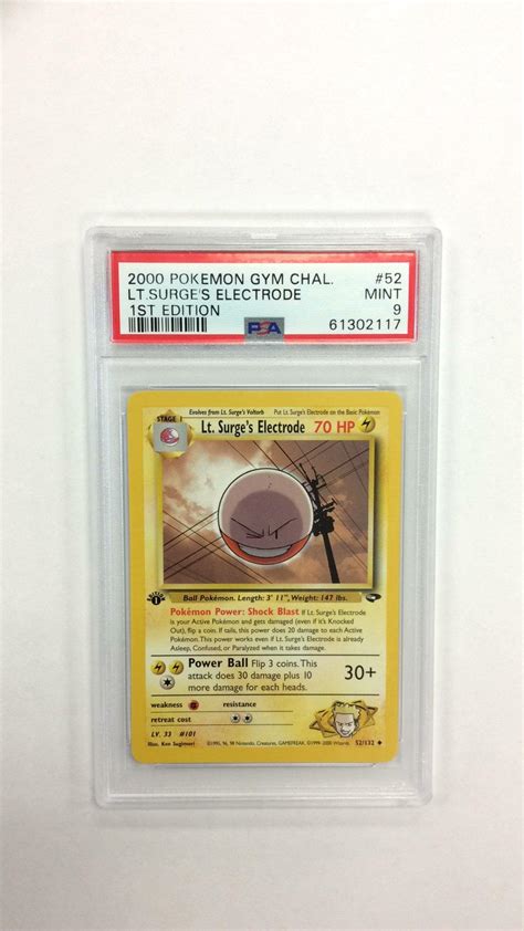 2000 Pokemon Gym Challenge 52 Lt Surge S Electrode 1st Edition PSA 9