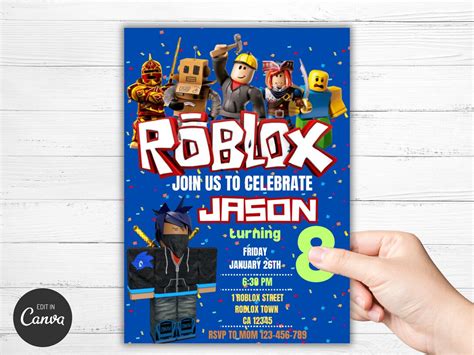 Roblox Birthday Invitation Roblox Invitation Birthday Invite For Boys Roblox Birthday Invitation