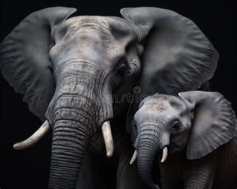 A Bond Of Love An Elephant Mother And Her Baby Calf Stock Illustration