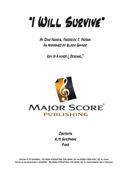 I Will Survive Arr MAJOR SCORE PUBLISHING TM Sheet Music Gloria