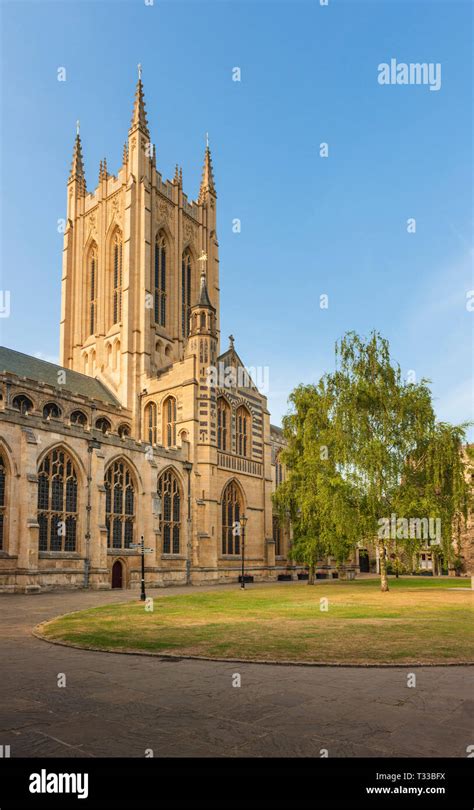 St Edmundsbury Cathedral tower in Bury St Edmunds viewed from the Great ...