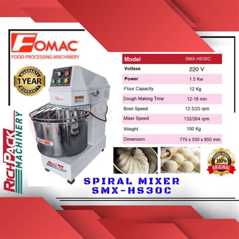 Jual Fomac SMX HS30C Spiral Mixer Mesin Pengaduk Adonan 30 Liter