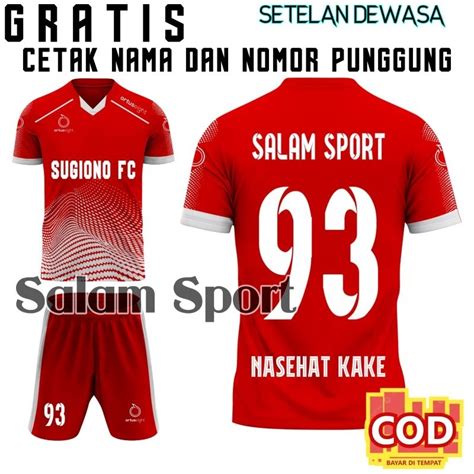 Jual FREE SABLON NAMA DAN NOMOR SETELAN BAJU BOLA JERSEY FUTSAL