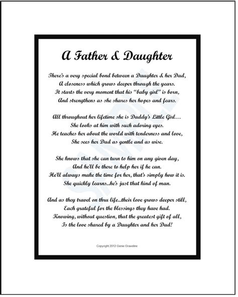 To Dad From Daughter Poem, DIGITAL DOWNLOAD, Poem for Father's Day ...