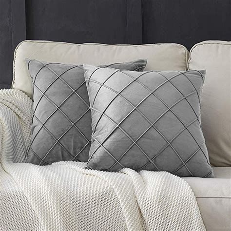 Longhui Bedding Grey Throw Pillow Covers Pack X Large Velvet