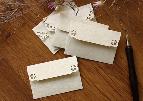 25 Mini Envelopes With Blank Cards Parchment Natural Paper Wedding