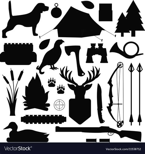 Hunting symbols set Royalty Free Vector Image - VectorStock