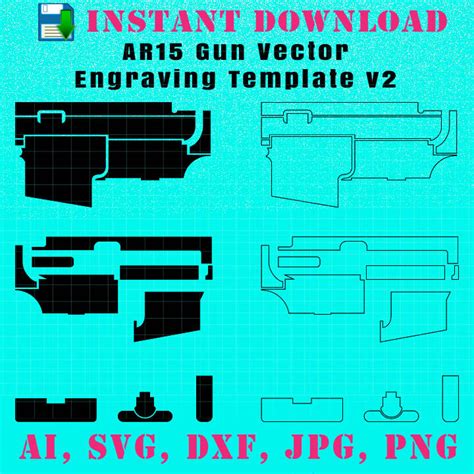 Vector Outline - AR15 gun Lower Receiver Engraving Template, SVG, DXF ...