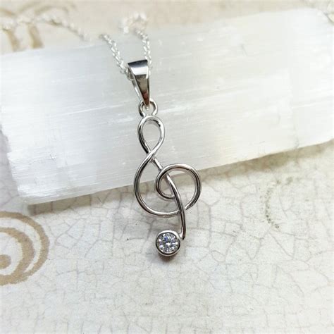 Treble Clef Necklace Musical Note Necklace Sterling Silver Treble