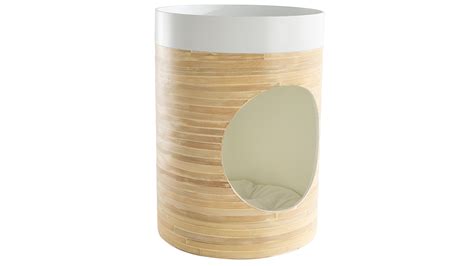 Niche Design Pour Chat Et Chien En Bambou Laqu E Blanche Yucca Miliboo