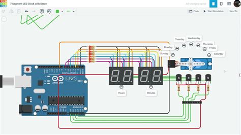 7 Segment LED Clock With Servo Motor And Arduino Tinker CAD Arduino