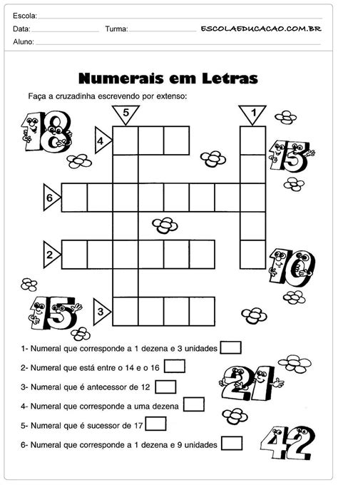 Atividades De Matem Tica Ano Numerais Em Letras Escola Educa O