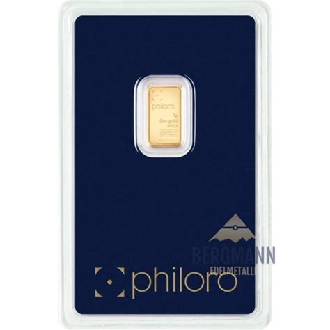 1 G Goldbarren Philoro Bergmann Edelmetalle E K