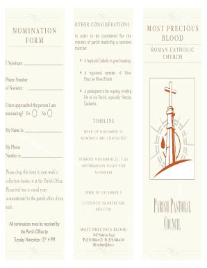 Fillable Online Mostpreciousblood Parish Pastoral Council Brochure