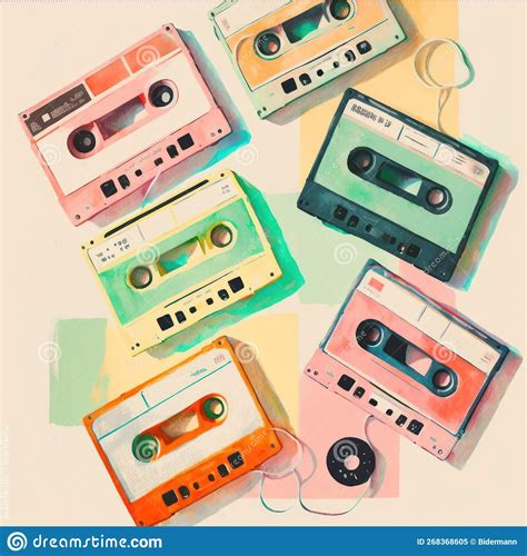 Vintage Music Cassettes Old School Record Technology Stock Illustration Illustration Of Tape