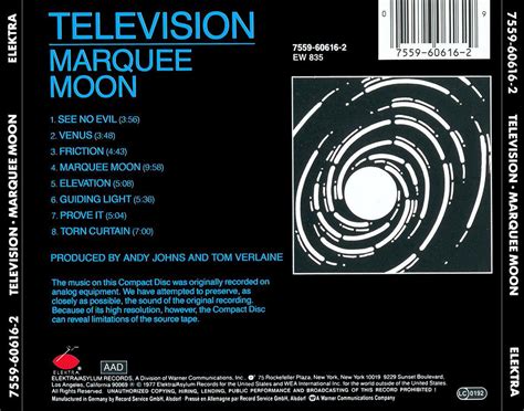 Car Tula Trasera De Television Marquee Moon Portada