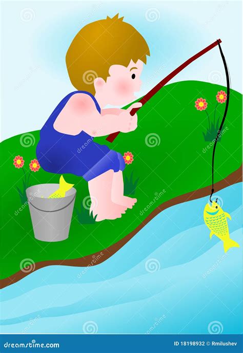 Boy Fishing Stock Vector Illustration Of Beach Nature 18198932