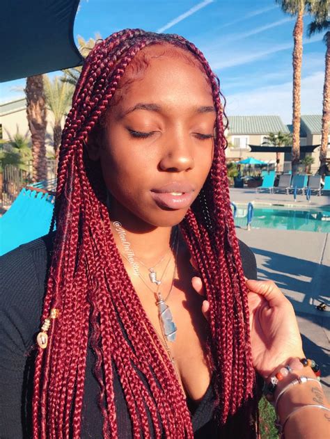 Burgundy Mystical Knots Knotless Box Braids Hairstyles For Black Hot Sex Picture