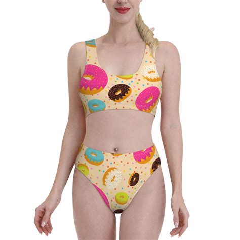 Lukts Women High Waisted Bikini Set Donuts Swimsuit 2 Piece Bathing