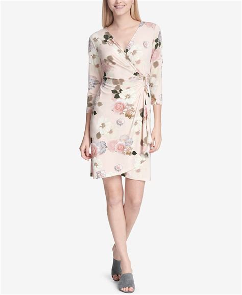 Calvin Klein Floral Print Faux Wrap Dress Macys