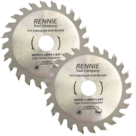 Pack Of 2 85mm X 24T TCT Circular Wood Saw Blade X 15mm Bore 10mm