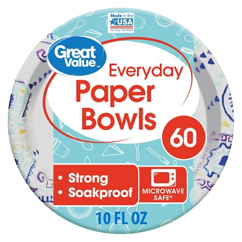 Great Value Everyday Paper Bowls 10 Oz 60 Count