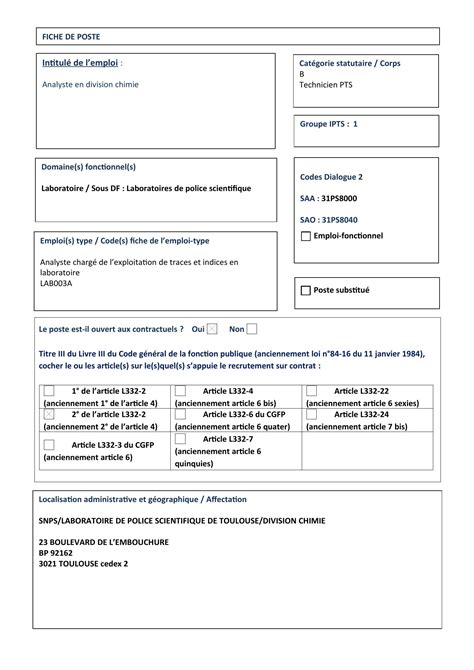 Fiche De Poste Chimie Toulouse Pdf DocDroid