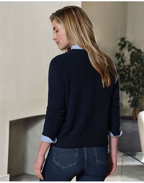 Navy Cashmere Lofty Raglan Sleeve Jumper Pure Collection