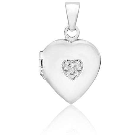 Pendentif Photo Double Coeur Argent 925 Zircons