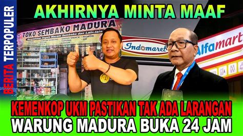 Akhirnya Minta Maaf Kemenkop Ukm Pastikan Tak Ada Laranagan Warung