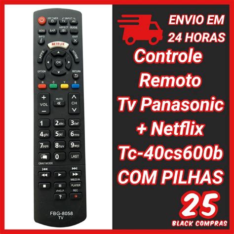 8058 Controle Remoto Tv Panasonic Netflix Tc 40cs600b PILHAS