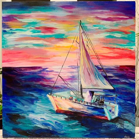 Boat Sunset-sunrise / Acrylic Painting ORIGINAL - Etsy