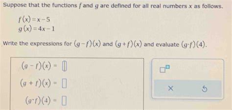 Solved Suppose That The Functions F And G Are Defined For All Real