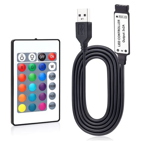 Aroidful 5V 24Keys USB IR RGB Strips Controller Wireless Controller For