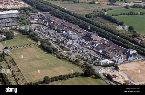 aerial view of Bicester Village, an outlet shopping centre at Bicester ...