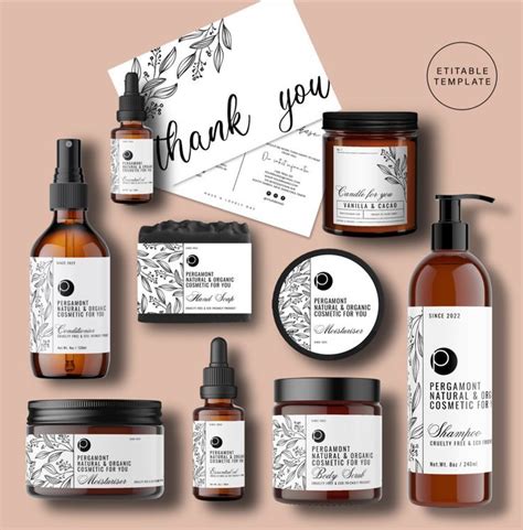 Editable beauty product label kit customisable cosmetic label template ...