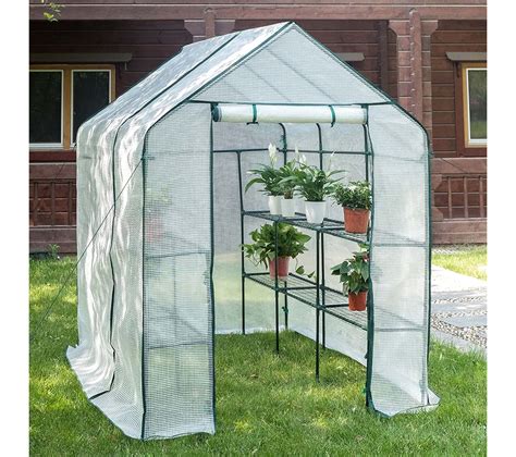 Serre De Jardin Pe Serre Pour Légumes Avec Porte Blanc 143x215x195cm