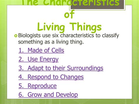 PPT - The Characteristics of Living Things PowerPoint Presentation ... 