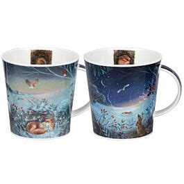 Dunoon Twilight Fox And Hare Cairngorm Set Of 2 Mugs Temptation Gifts