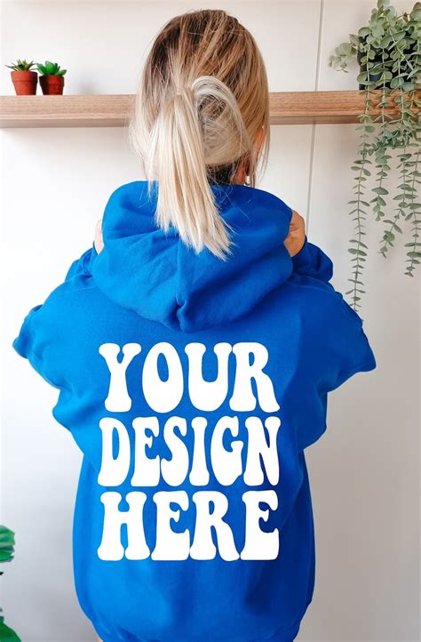 Gildan 18500 Mockup Gildan Royal Blue Hoodie Back Mock Up G185 Model