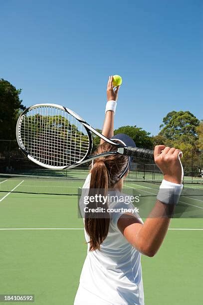 392 Female Tennis Player Serving Rear View Stock Photos High Res