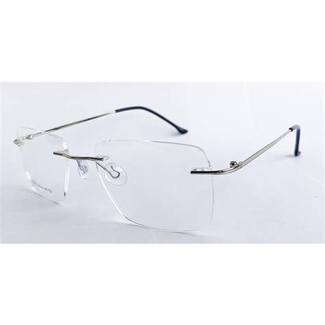 Armação De Oculos Sem Aro - Armação de Óculos de grau sem aro Balgriff Square Titanium 301 Prata