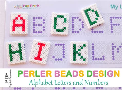 Alphabet Numbers PDF Design Ironing Beads Template Perler Beads