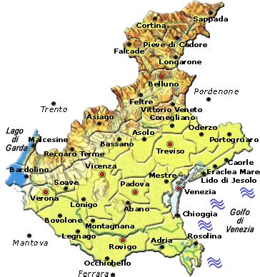 Veneto Map Geography Regions | Italy Map Geographic Region Province City