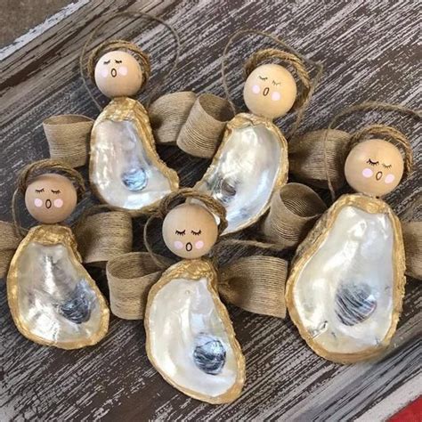 Oyster Shell Angel Christmas Ornament Christmas Angels Shell Crafts