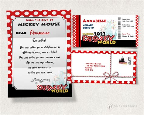 Editable Reveal Letter Vacation Trip Dworld And Dland Mickey Etsy Uk