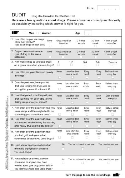 Drug Use Disorders Identification Test Dudit Emcdda Europa Eu