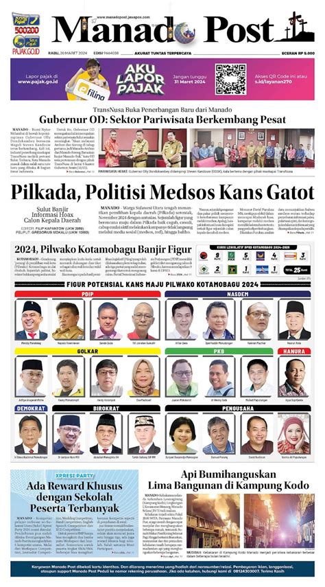 MANADO POST Edisi Rabu 20 Maret 2024 MANADO POST Jejak Penerbitan Koran