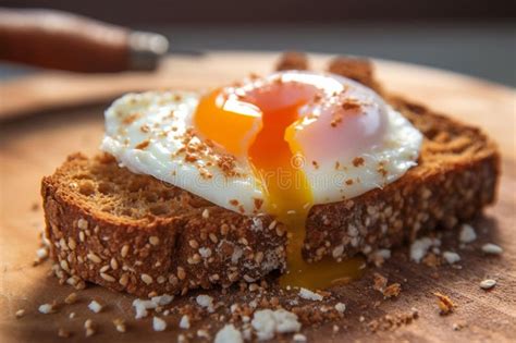 Perfectly Poached Egg On Toasted Sourdough Stock Illustration