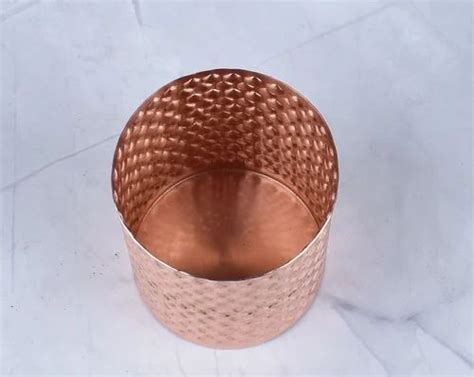 Cylindrical Hammered Copper Glass Size 4 Inch H Capacity 200 Ml